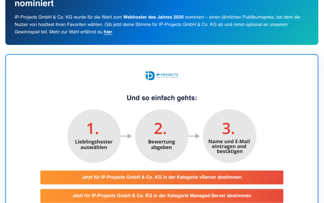 Dreifach nominiert: vServer, Managed-Server und Colocation